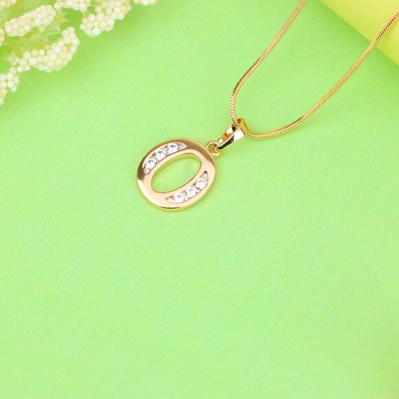 "Rose Gold Letter O Pendant with Crystals – 18K Gold Plated Charm, XPPT1364 - Picture 13 of 13